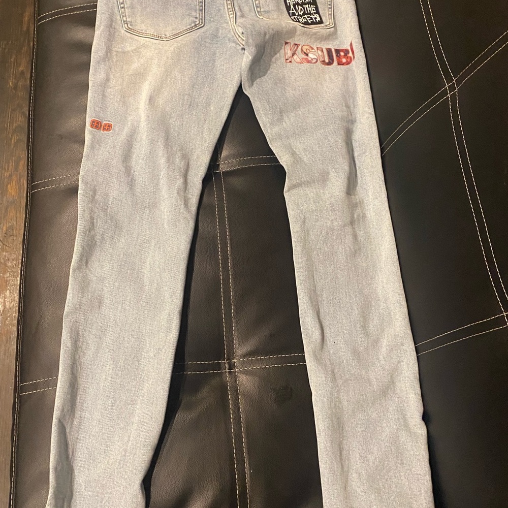 Ksubi Light Blue Jeans with Red Accents